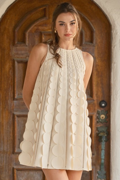 3D Circle Applique A-line Mini Dress #23697258
