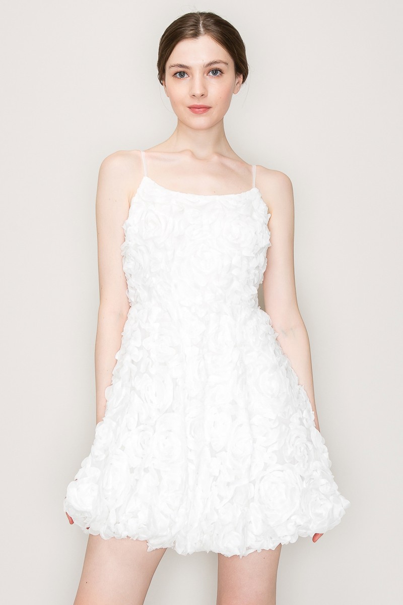 Cotton Sleeveless Floral Applique Mini Dress #23549179