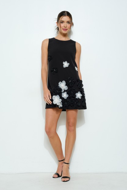 Sleeveless Floral Applique A-line Mini Dress #23569548