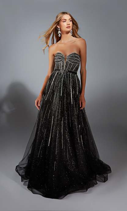 Strapless Tulle Belt Corset Closed Back Prom Dress #61770