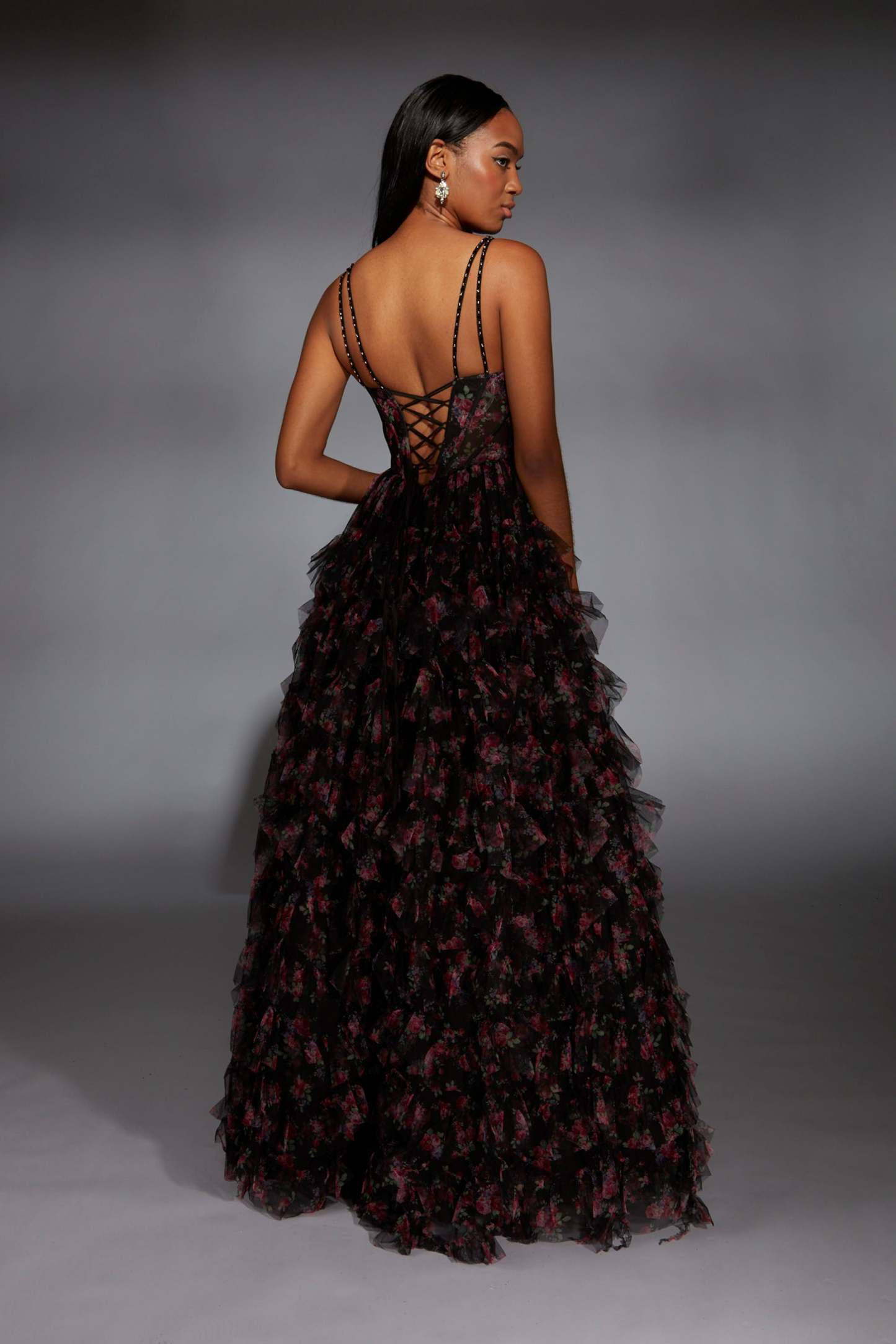 Ball Gown Eye-catching Mesh Print Lace-up Back Prom Dress #61866