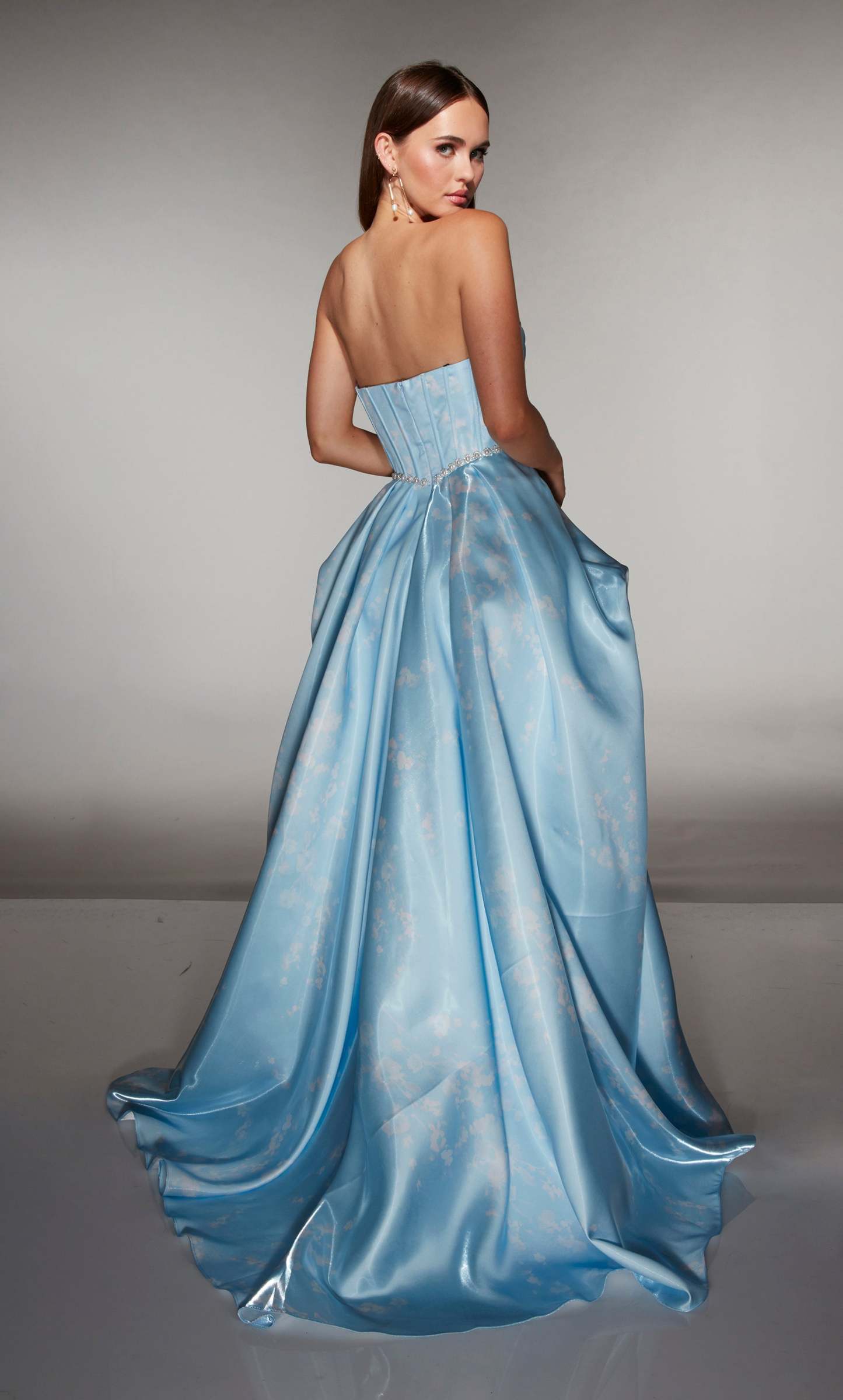High-low Cowl Liquid Satin Rhched Draped Prom Dress #61989