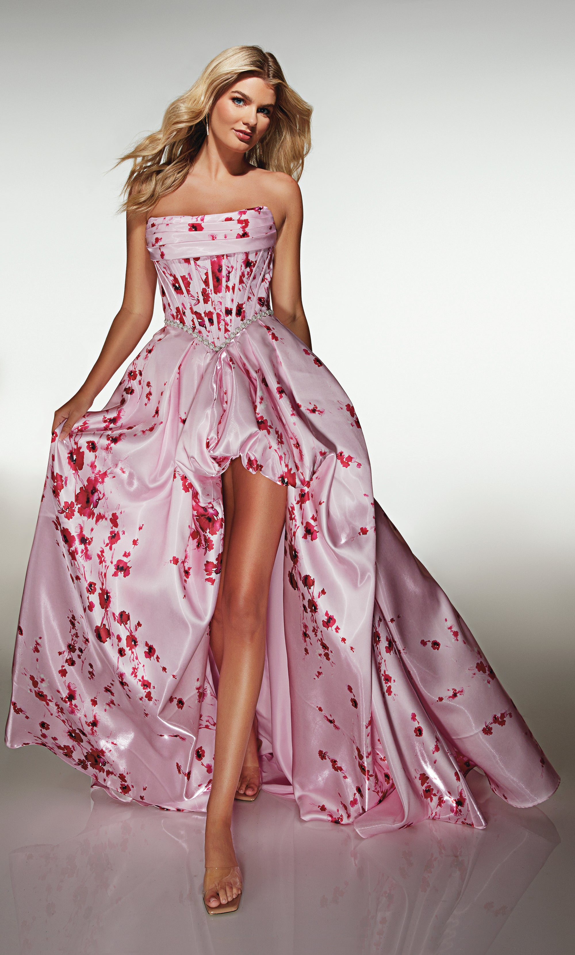 High-low Cowl Liquid Satin Rhched Draped Prom Dress #61989