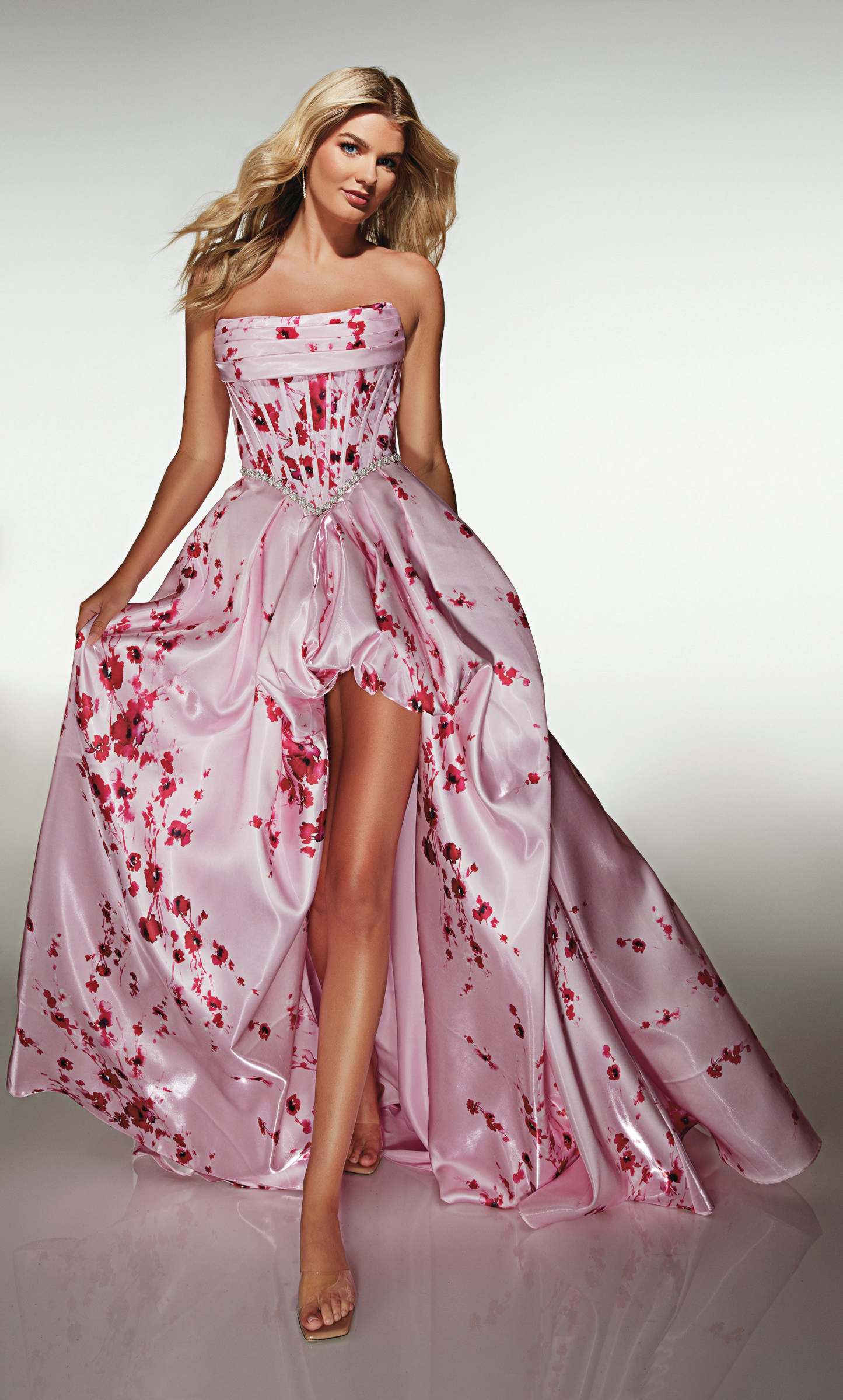 High-low Cowl Liquid Satin Rhched Draped Prom Dress #61989