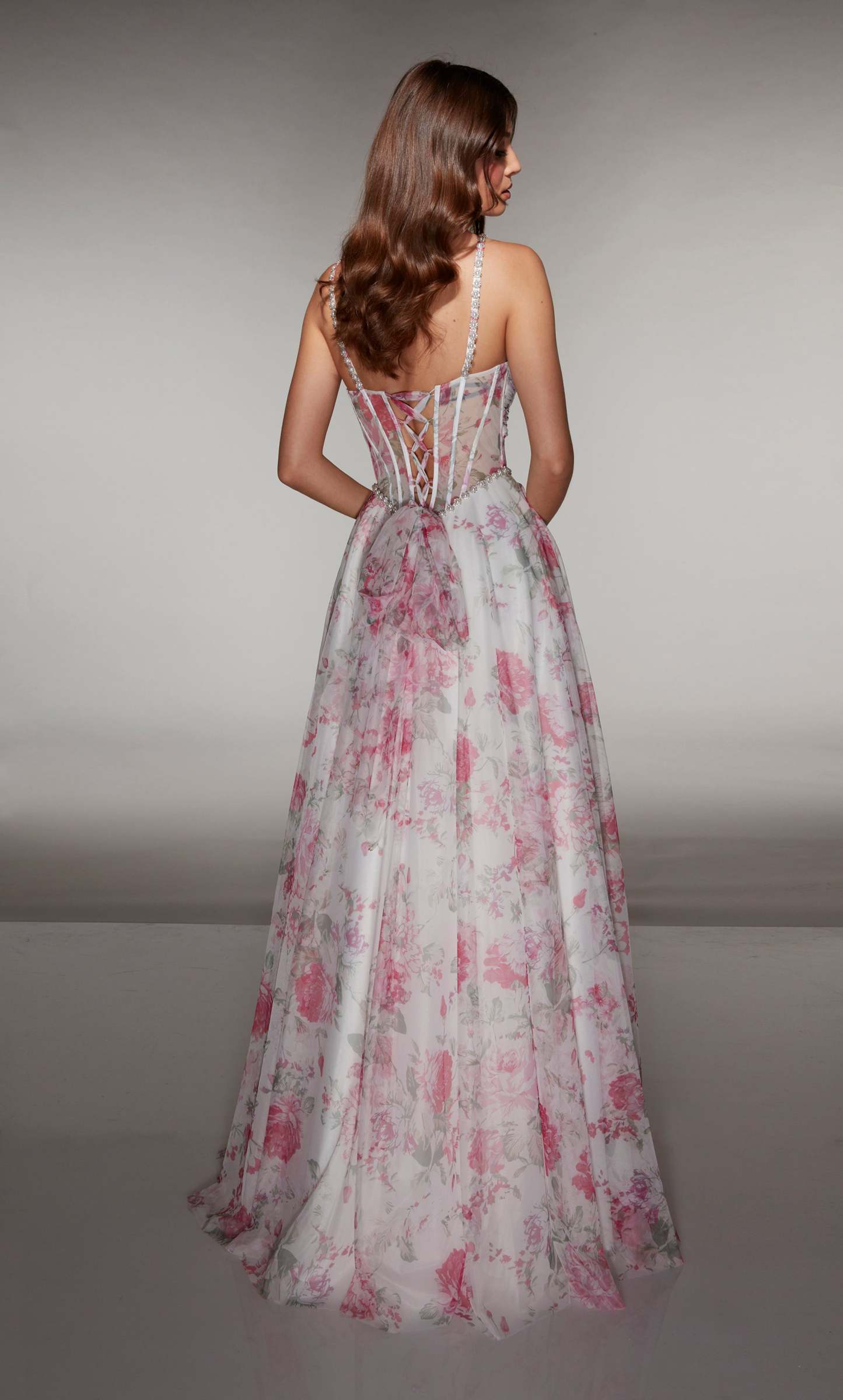 A-line Print Tulle Sweetheart Embellished Ruched Prom Dress #61994
