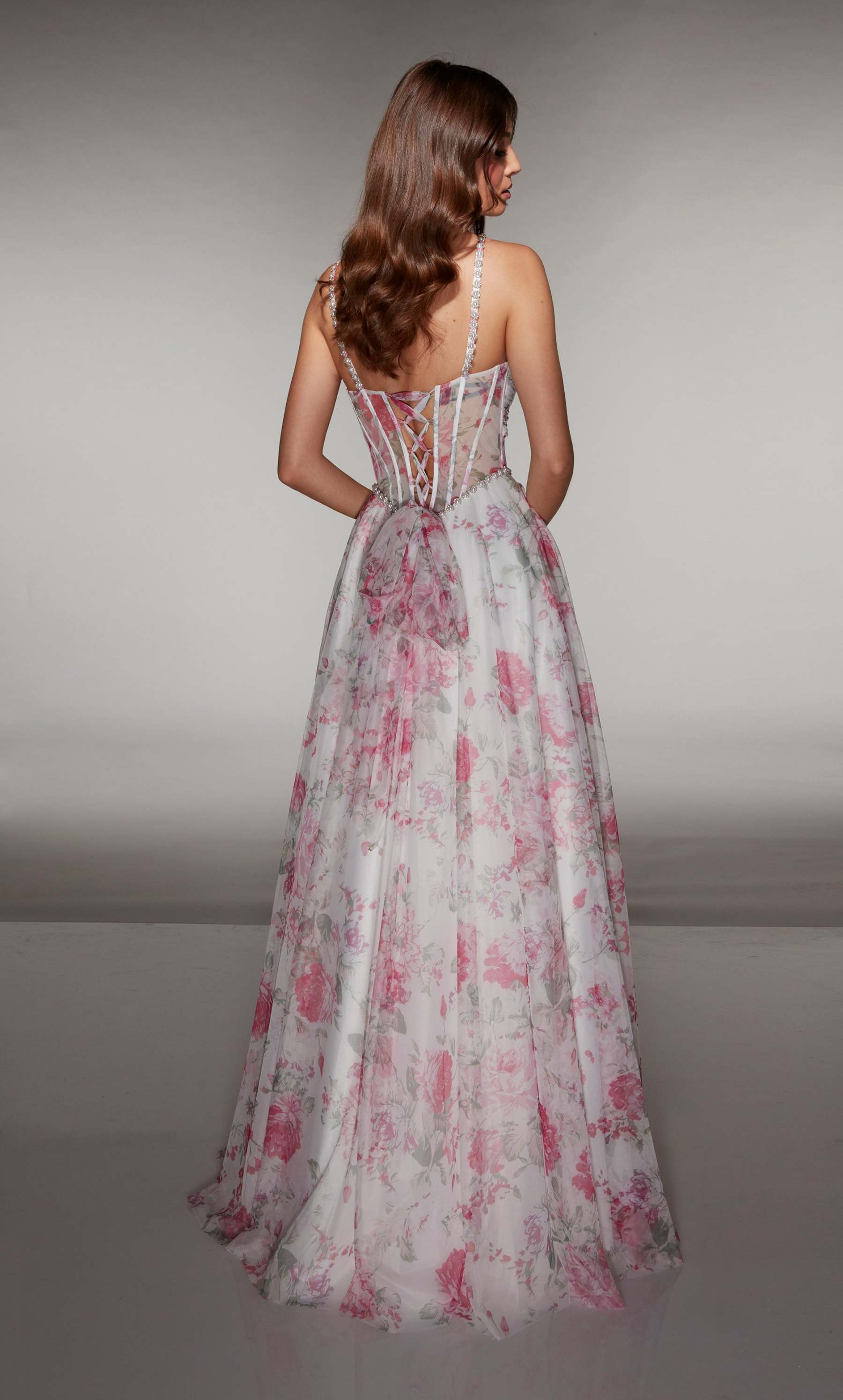 A-line Print Tulle Sweetheart Embellished Ruched Prom Dress #61994