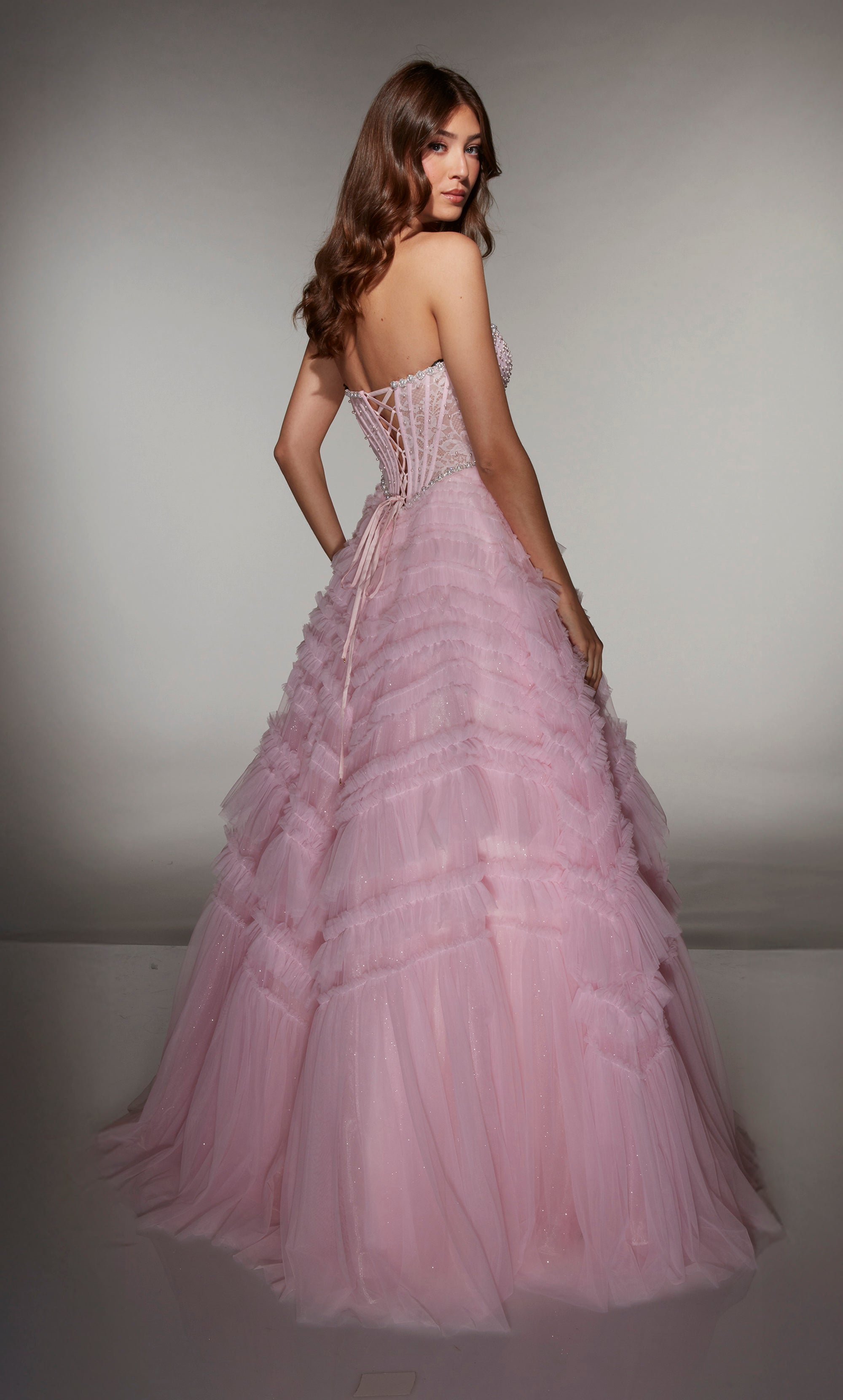 Ball Gown Soft Mesh Sweetheart Lace-up Back Prom Dress #62007