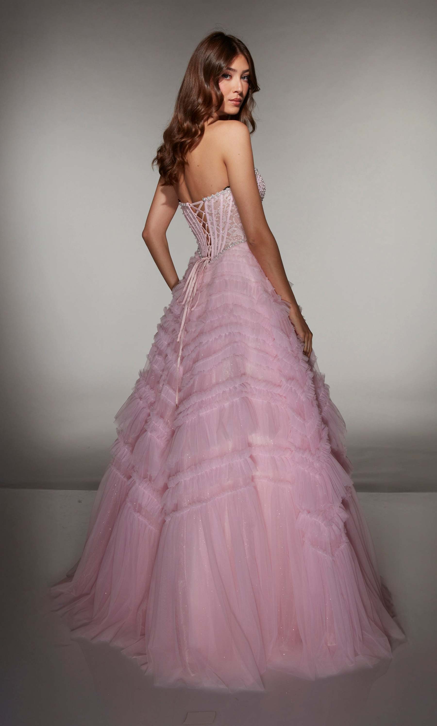 Ball Gown Soft Mesh Sweetheart Lace-up Back Prom Dress #62007