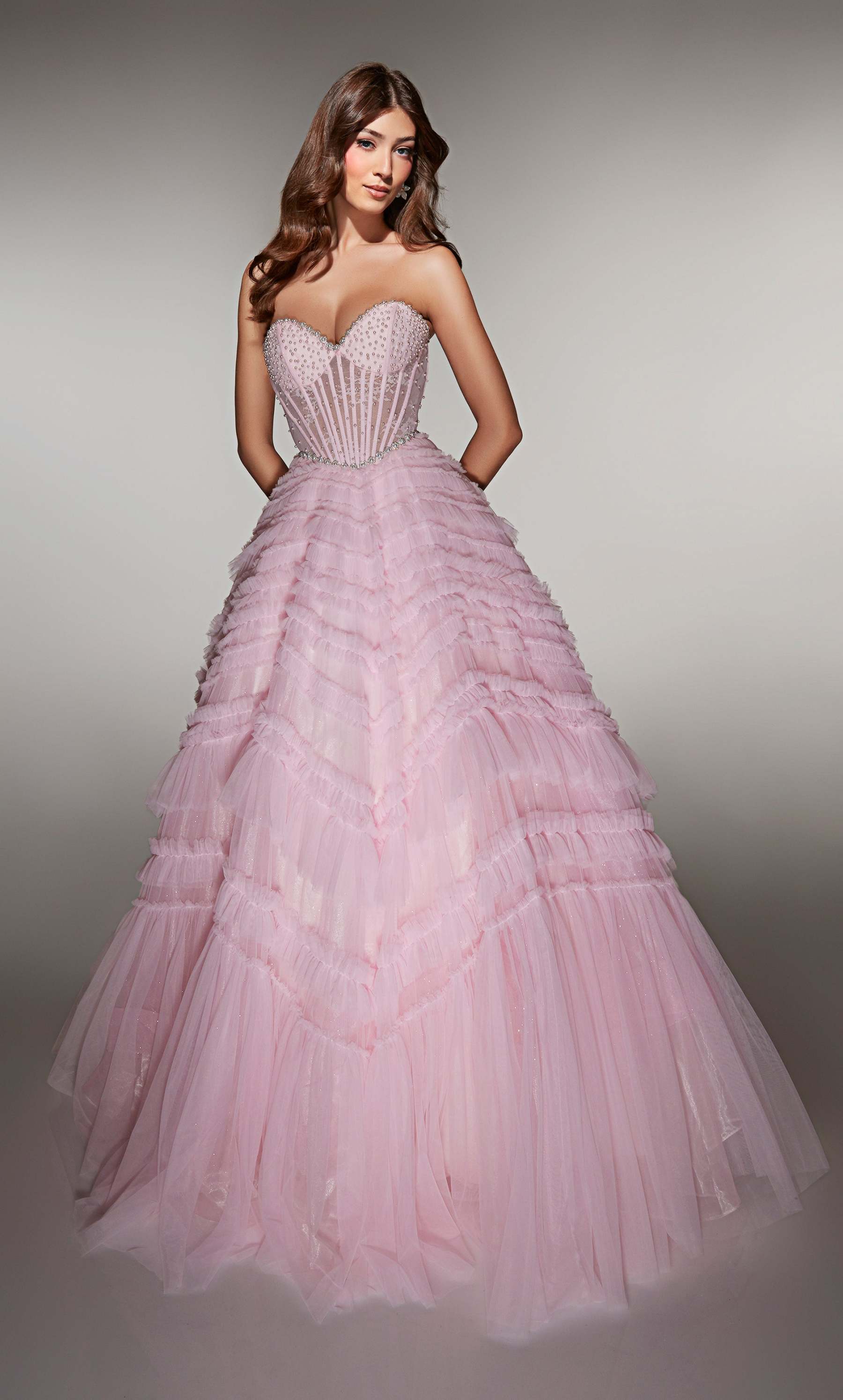 Ball Gown Soft Mesh Sweetheart Lace-up Back Prom Dress #62007