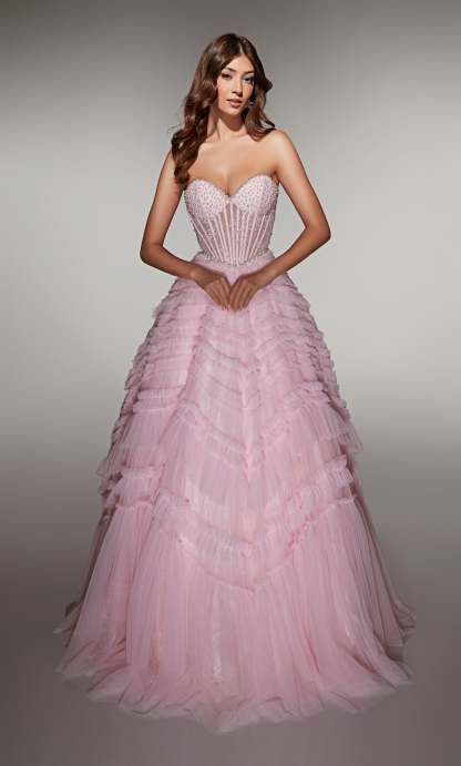Ball Gown Soft Mesh Sweetheart Lace-up Back Prom Dress #62007