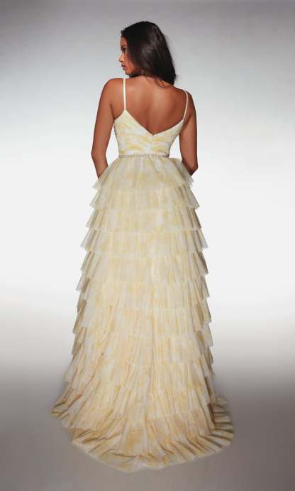 A-line Soft Mesh Print Sweetheart Ruffles Prom Dress #62018