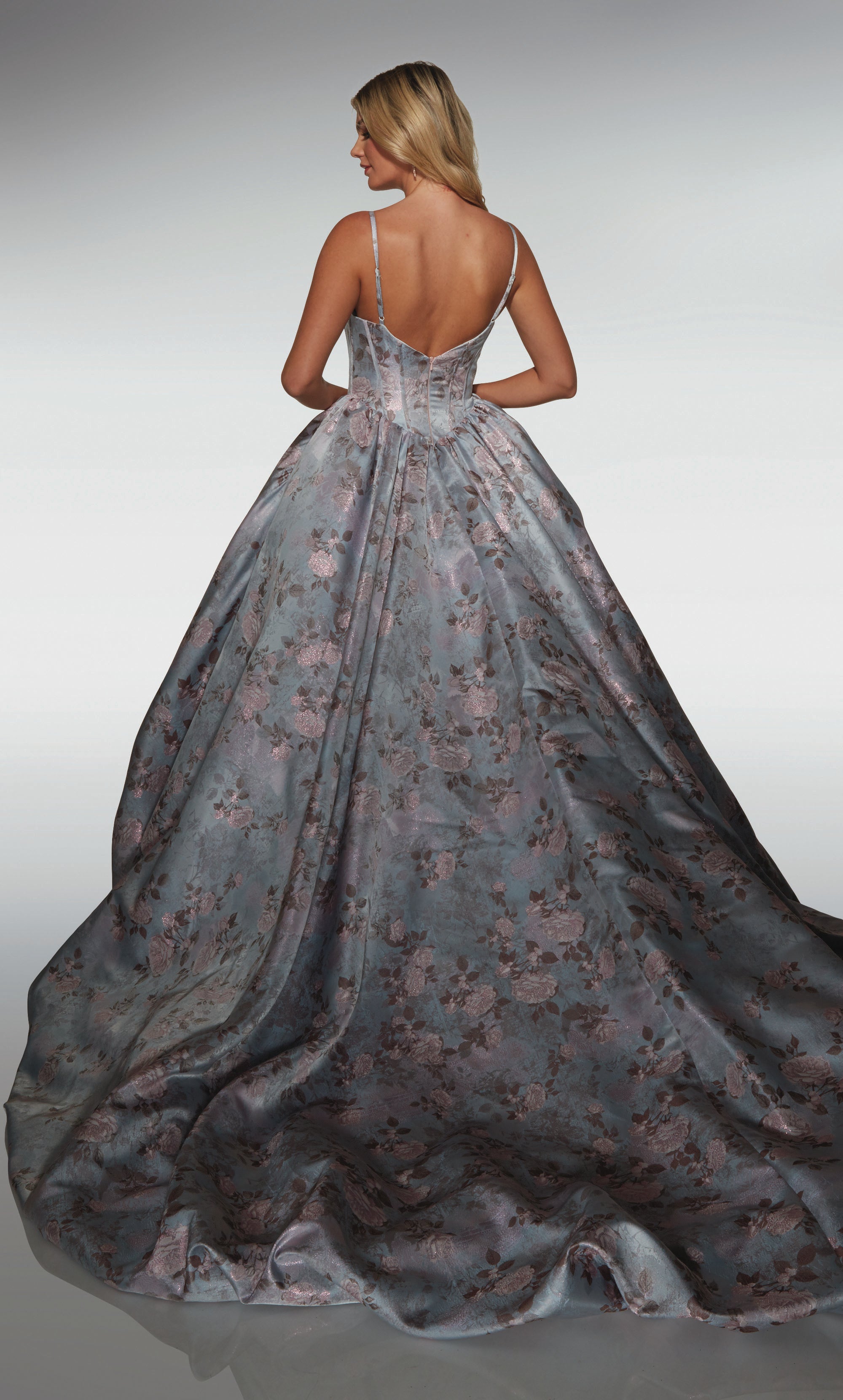 Ball Gown Cat-eye Neckline Jacquard Pockets Prom Dress #62019