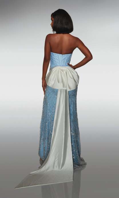 Straight Plunging V-neck Beaded Embellished Corset Prom Dress #62031