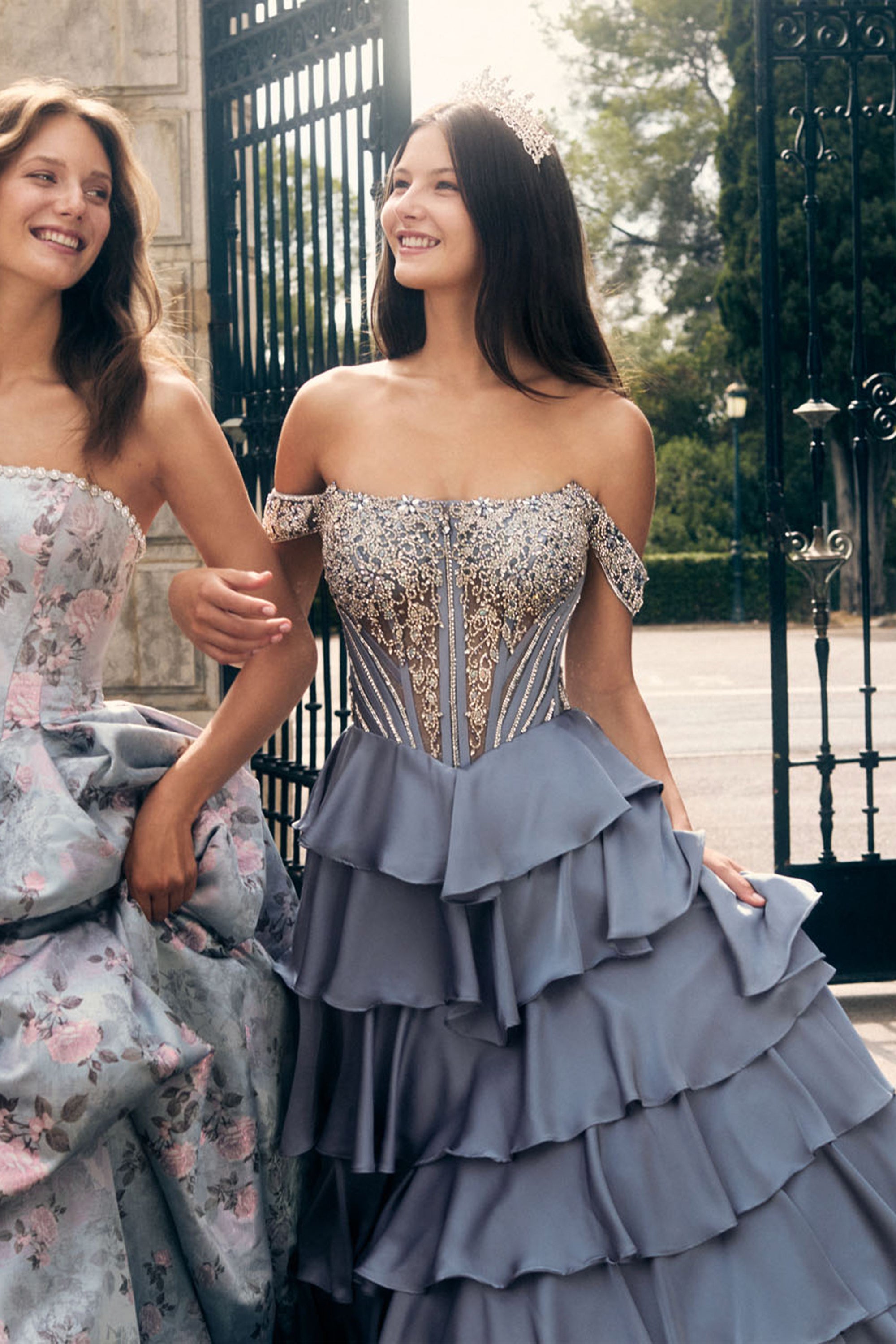 A-line Chiffon Off The Shoulder Lace-up Back Ruffles Prom Dress #62035