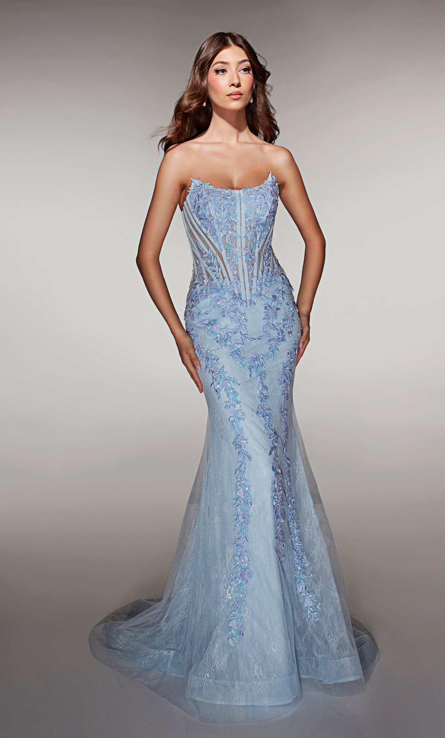 Mermaid Scooped Lace Lace-up Back Corest Prom Dress #62036