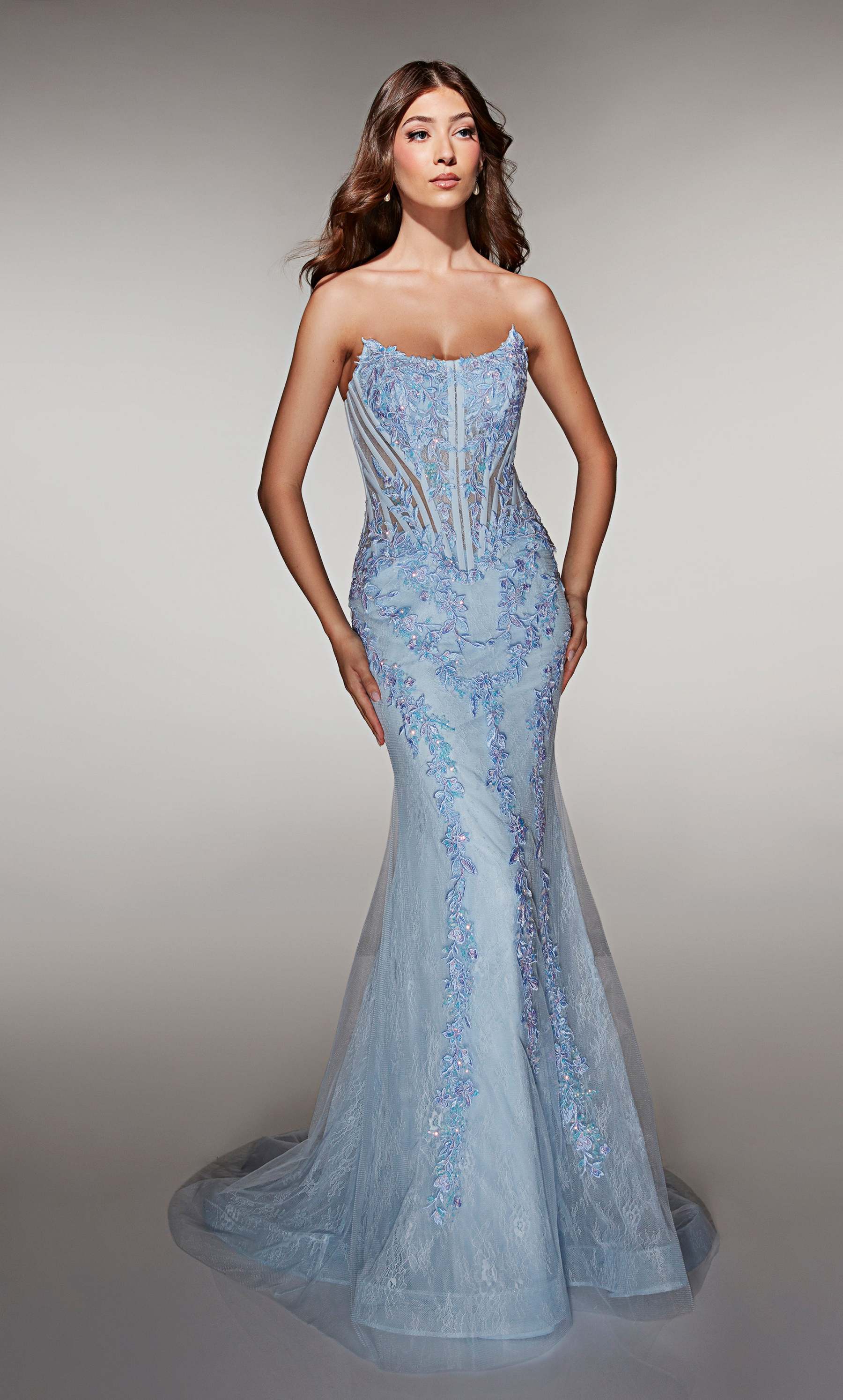 Mermaid Scooped Lace Lace-up Back Corest Prom Dress #62036