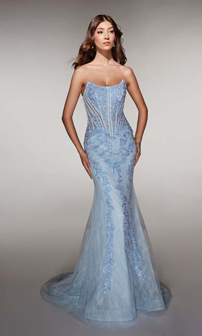Mermaid Scooped Lace Lace-up Back Corest Prom Dress #62036