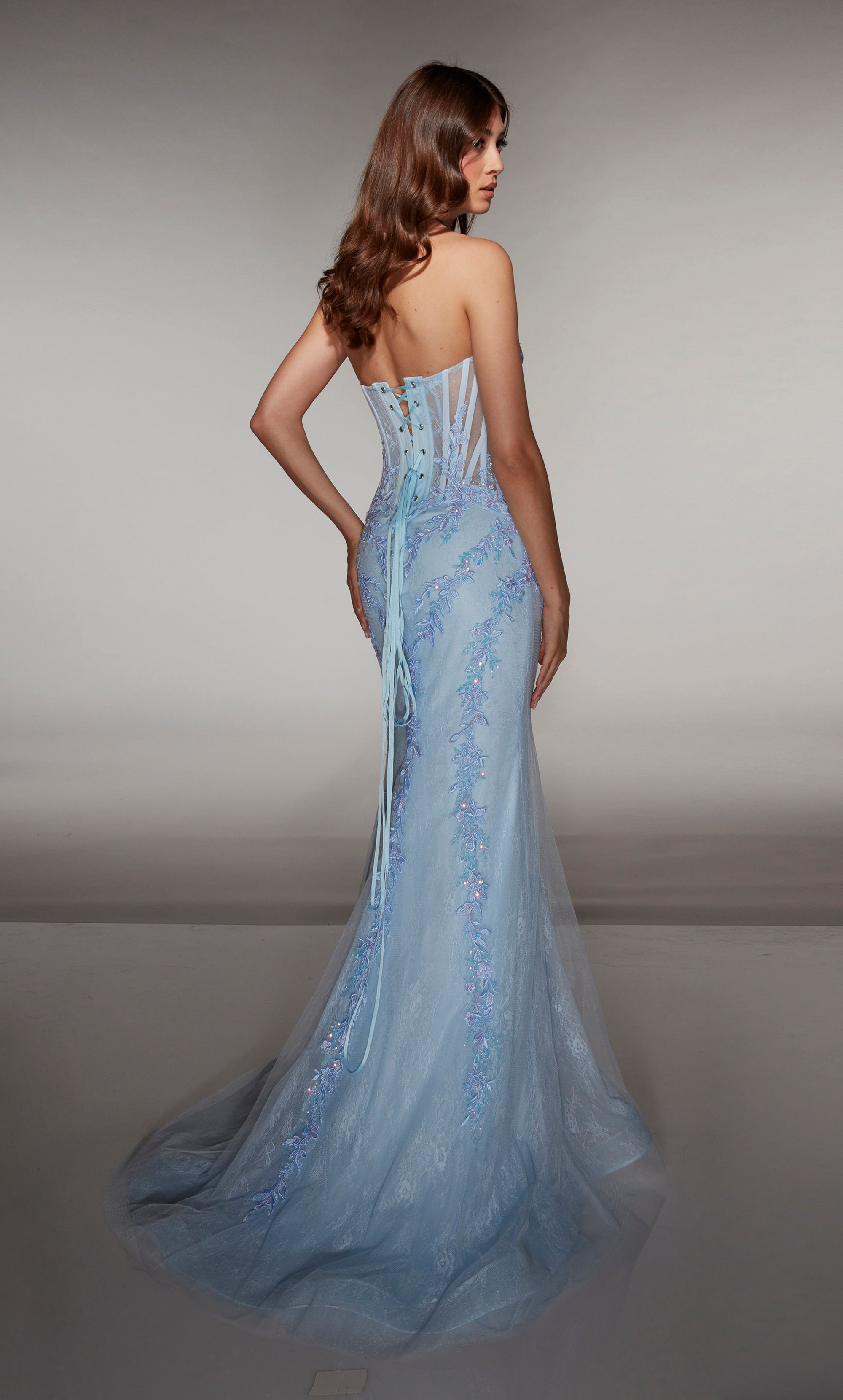 Mermaid Scooped Lace Lace-up Back Corest Prom Dress #62036