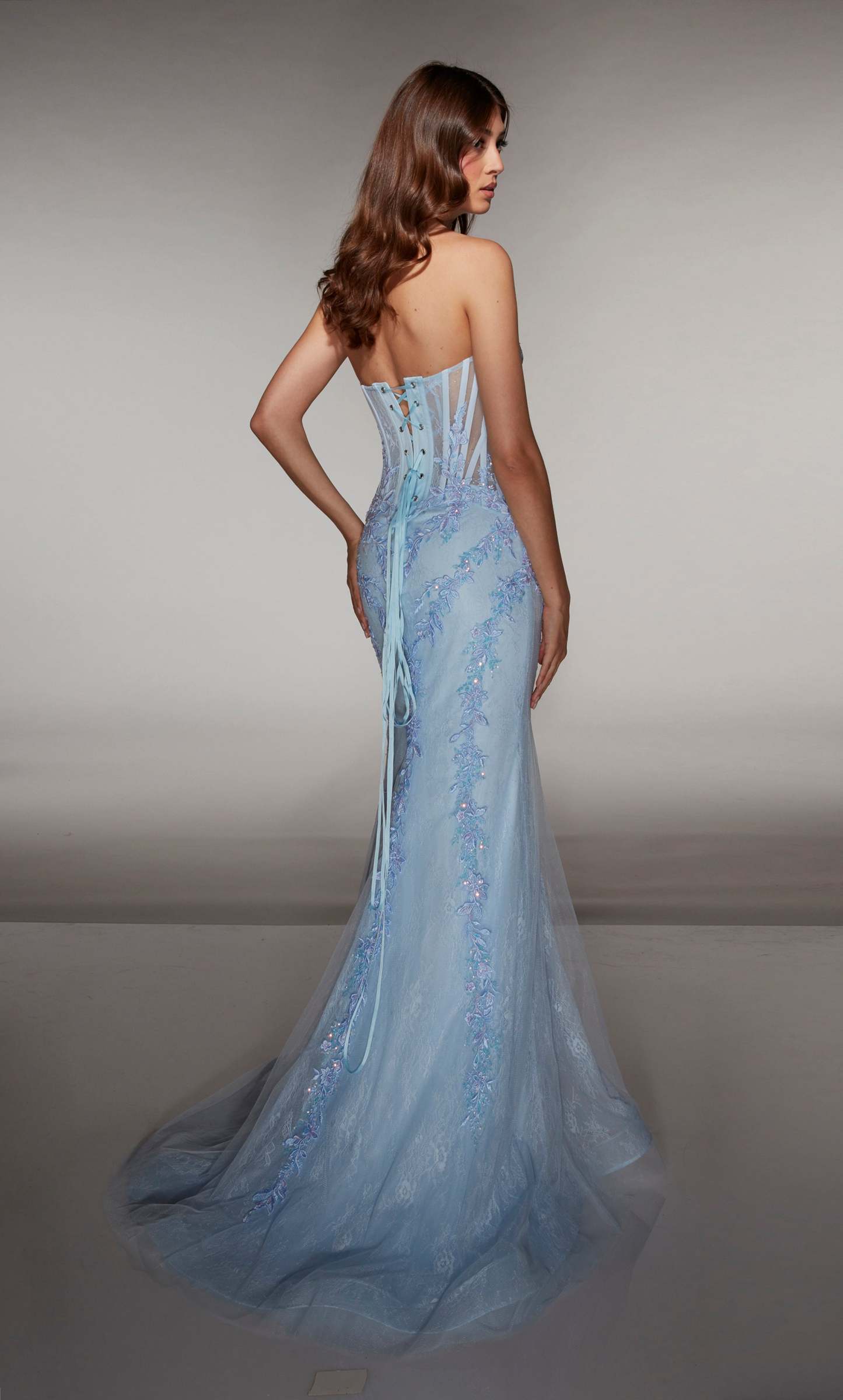 Mermaid Scooped Lace Lace-up Back Corest Prom Dress #62036