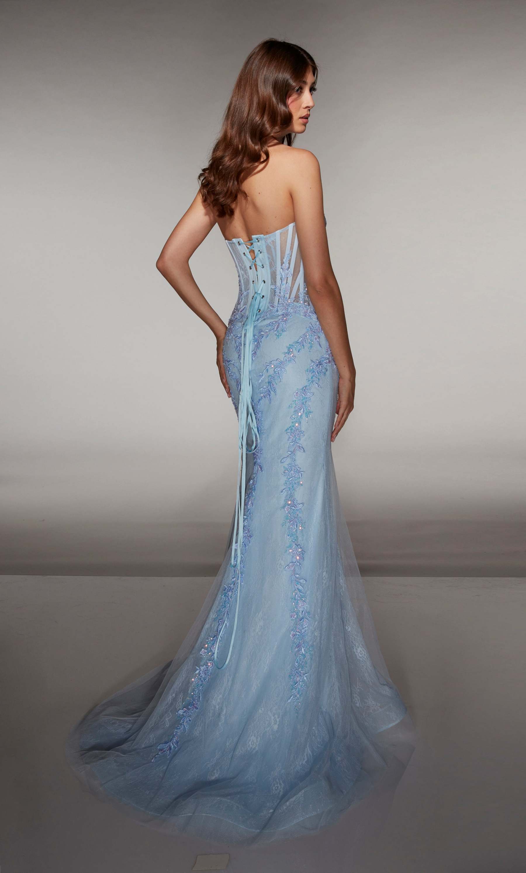 Mermaid Scooped Lace Lace-up Back Corest Prom Dress #62036
