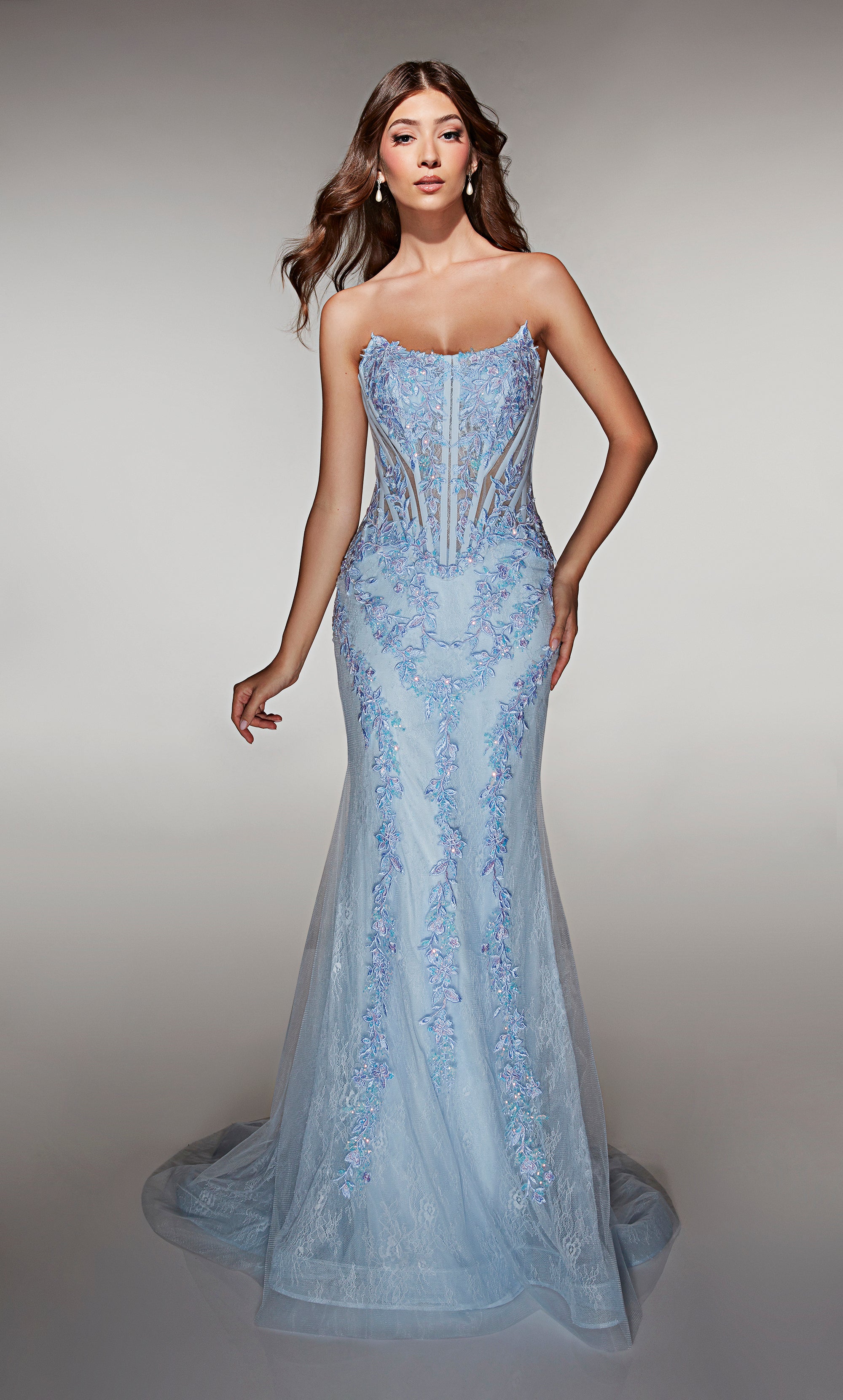 Mermaid Scooped Lace Lace-up Back Corest Prom Dress #62036