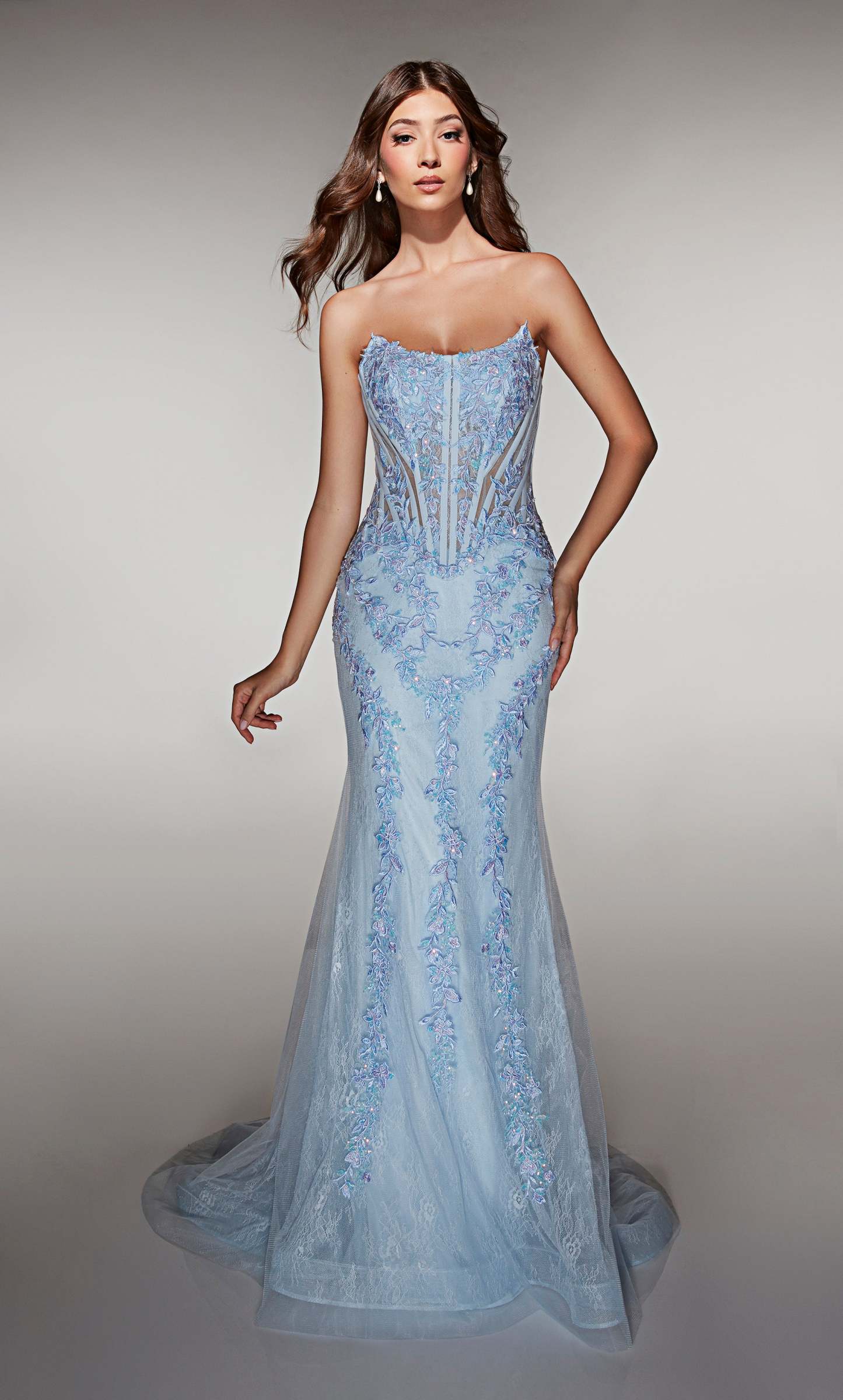 Mermaid Scooped Lace Lace-up Back Corest Prom Dress #62036