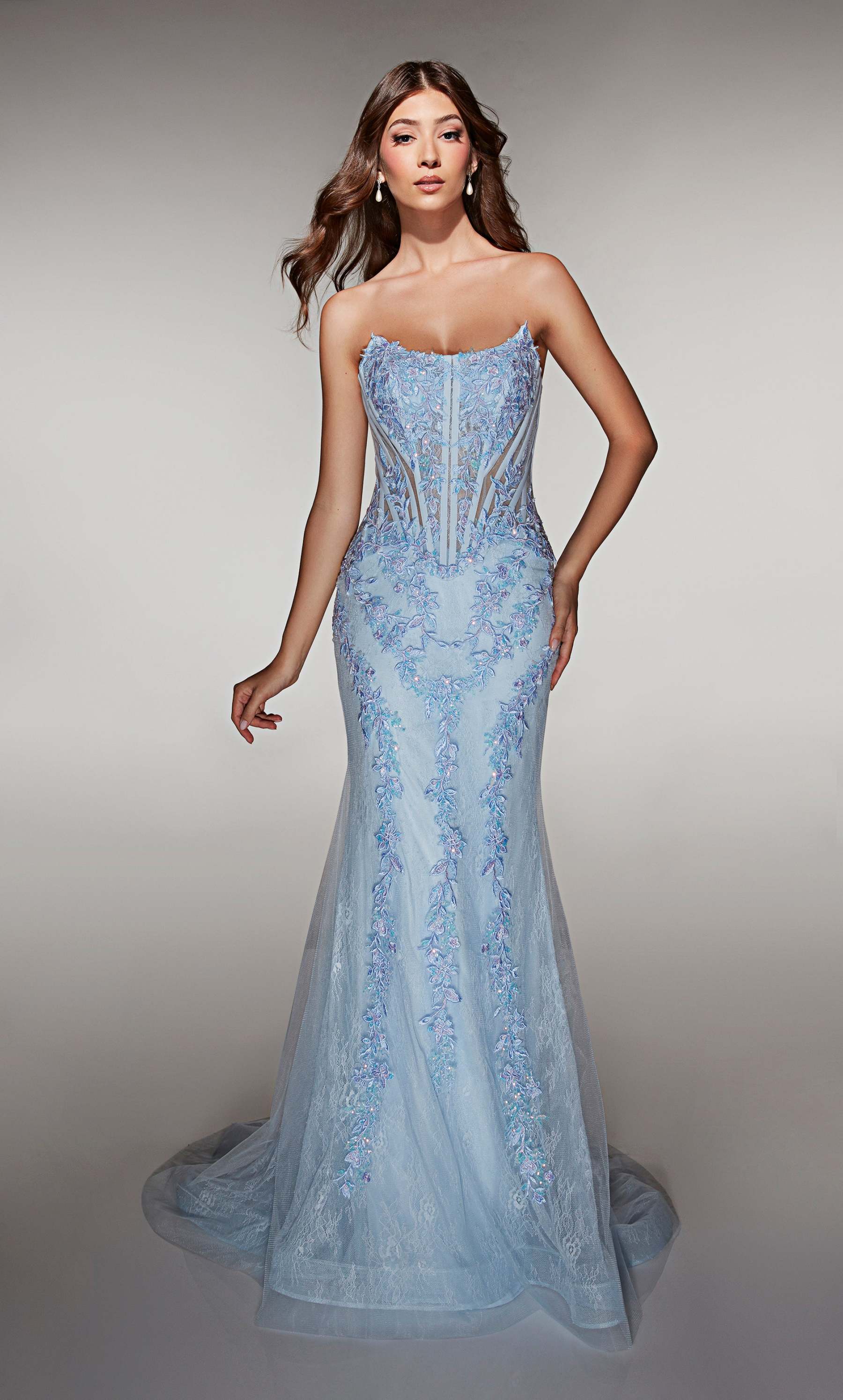 Mermaid Scooped Lace Lace-up Back Corest Prom Dress #62036