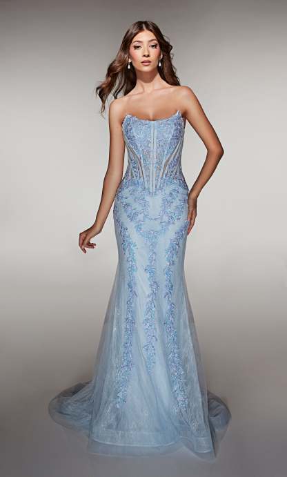 Mermaid Scooped Lace Lace-up Back Corest Prom Dress #62036