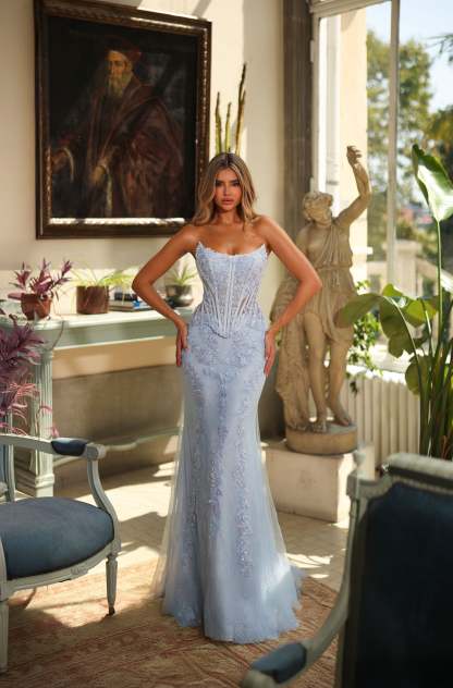 Mermaid Scooped Lace Lace-up Back Corest Prom Dress #62036