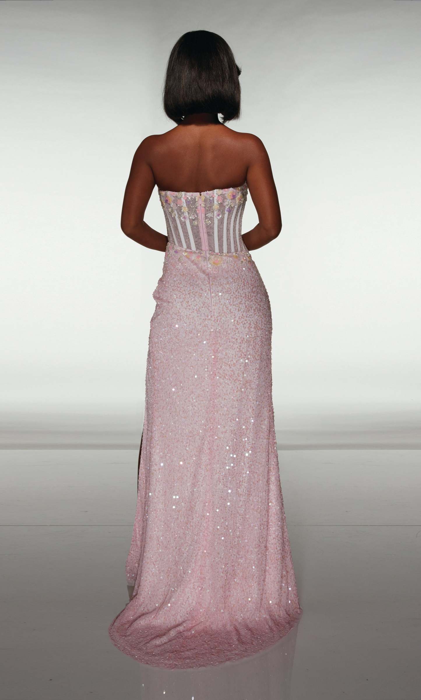 Straight Scoop Hand Beaded Ruched Corset Prom Dress #62047