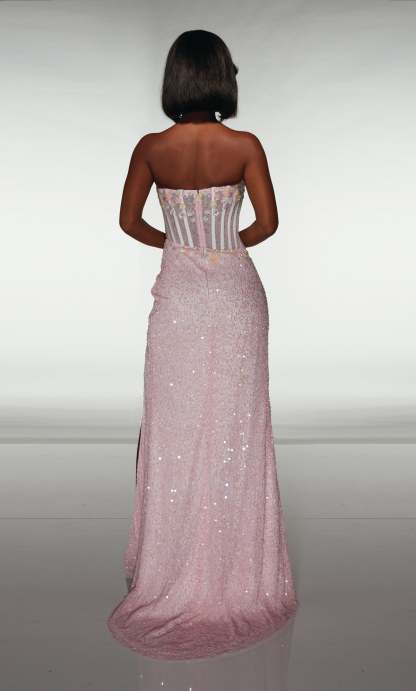 Straight Scoop Hand Beaded Ruched Corset Prom Dress #62047