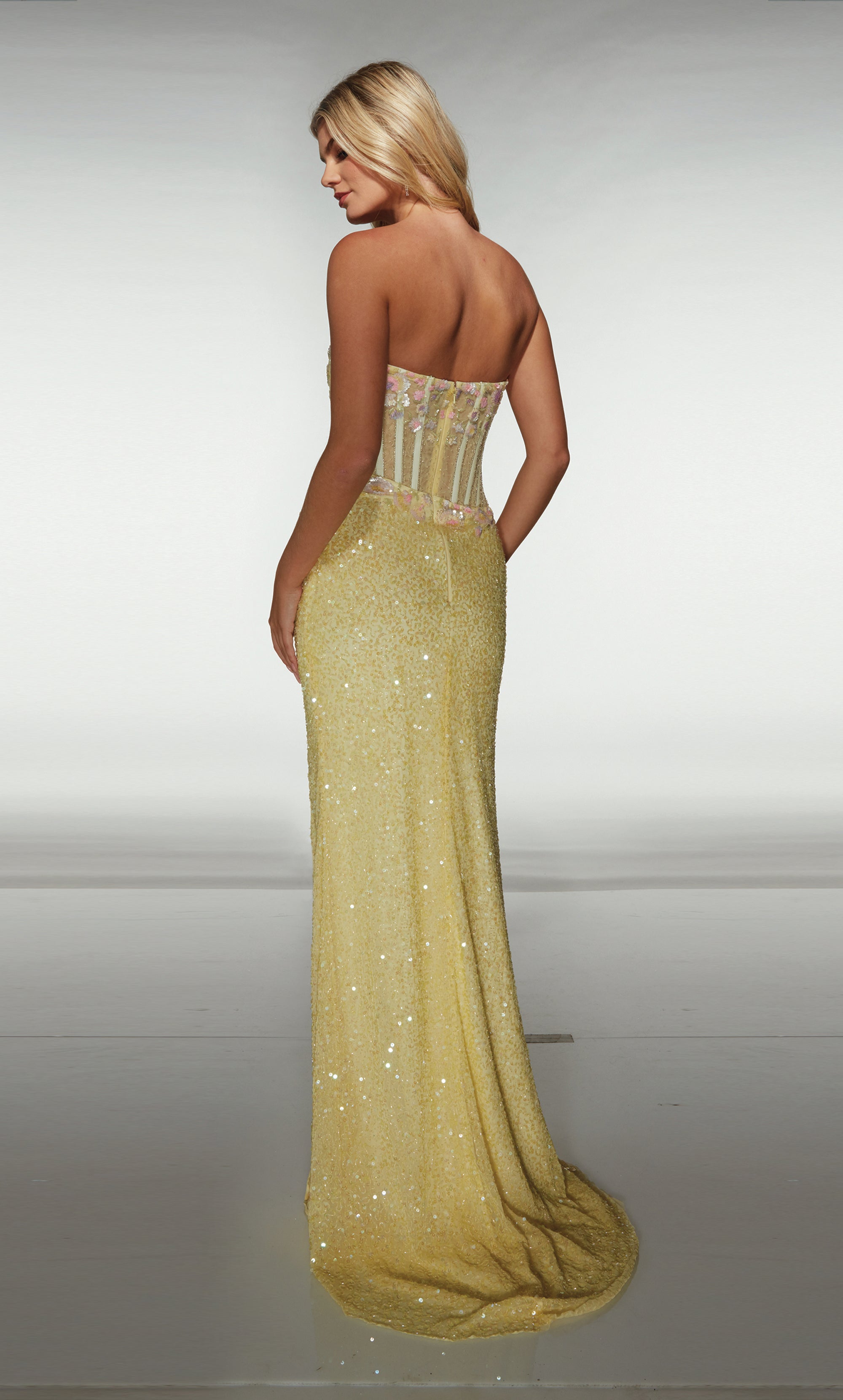 Straight Scoop Hand Beaded Ruched Corset Prom Dress #62047