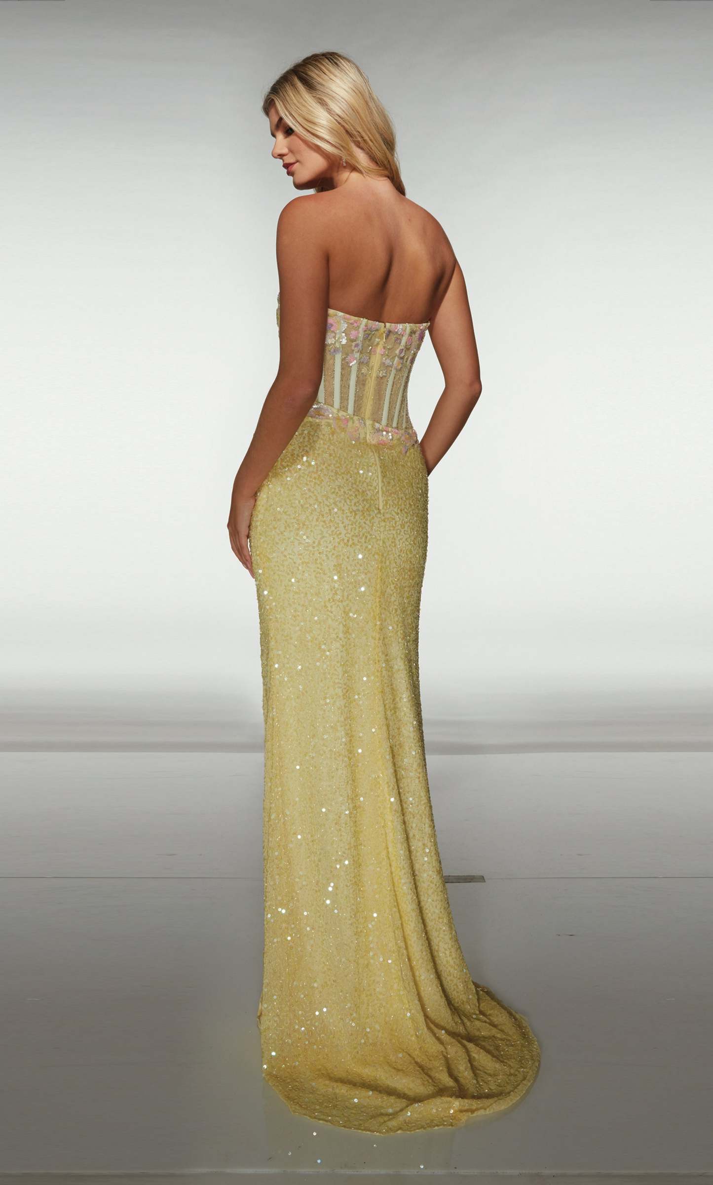 Straight Scoop Hand Beaded Ruched Corset Prom Dress #62047