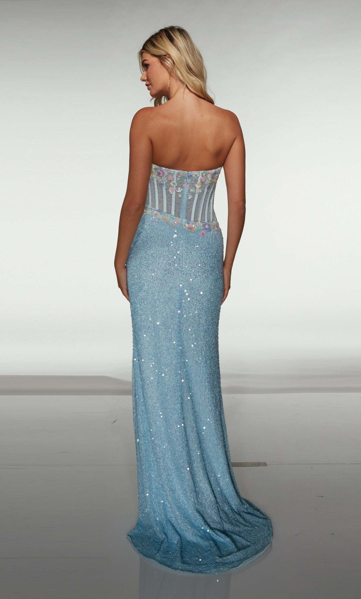 Straight Scoop Hand Beaded Ruched Corset Prom Dress #62047