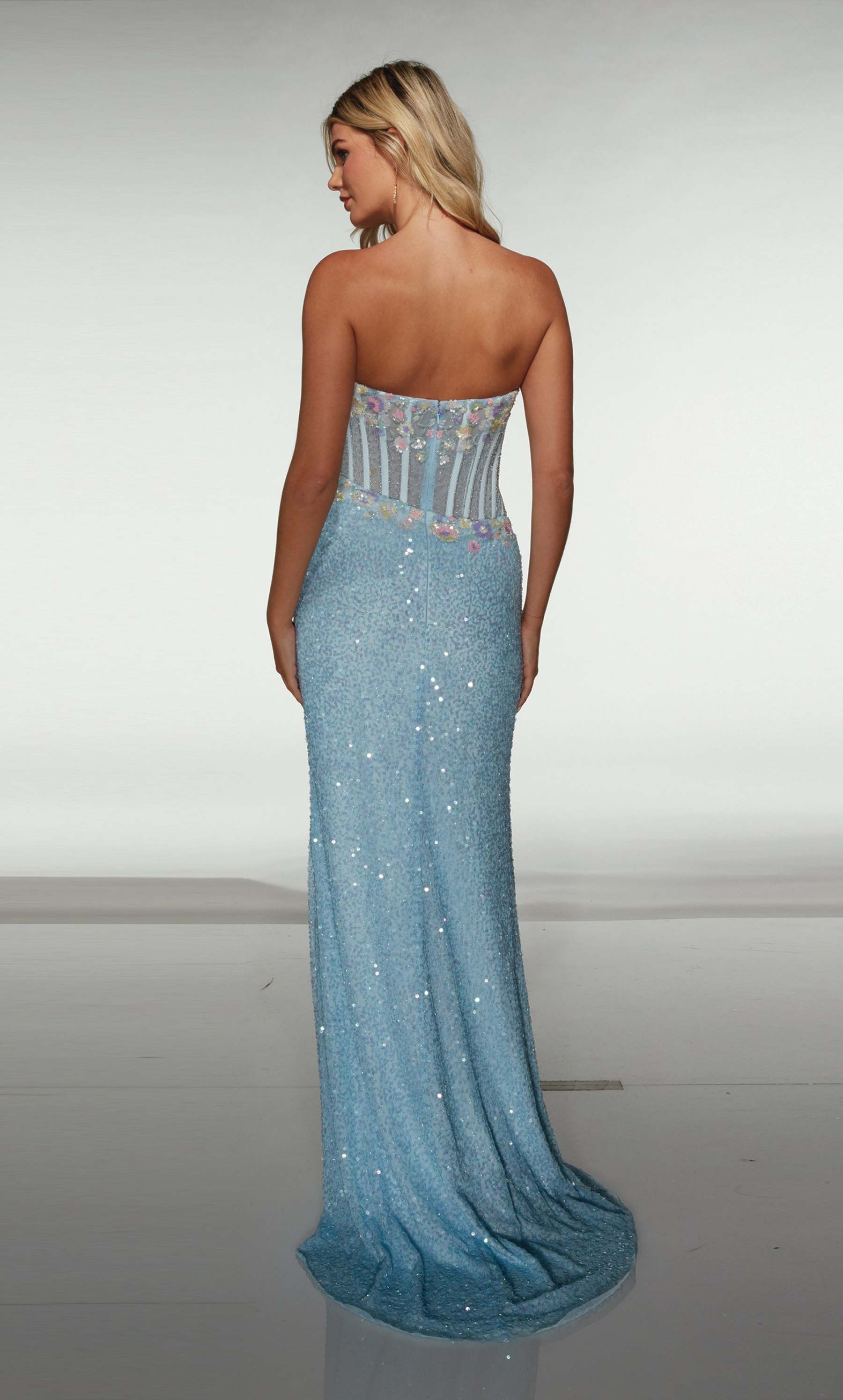 Straight Scoop Hand Beaded Ruched Corset Prom Dress #62047