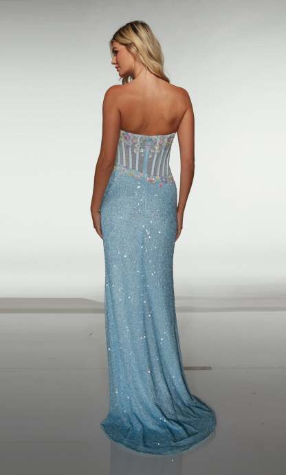 Straight Scoop Hand Beaded Ruched Corset Prom Dress #62047