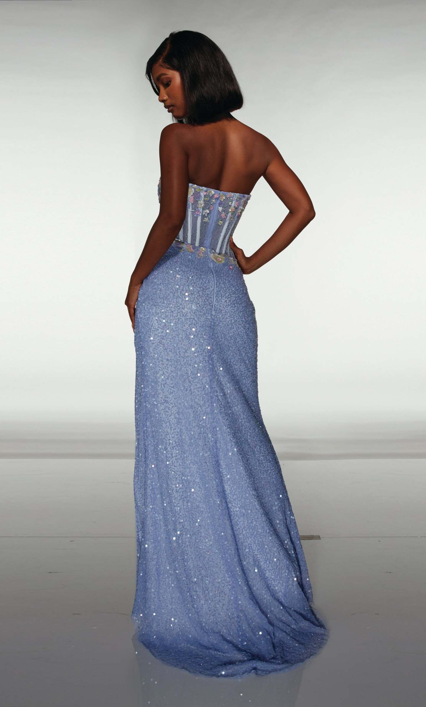 Straight Scoop Hand Beaded Ruched Corset Prom Dress #62047