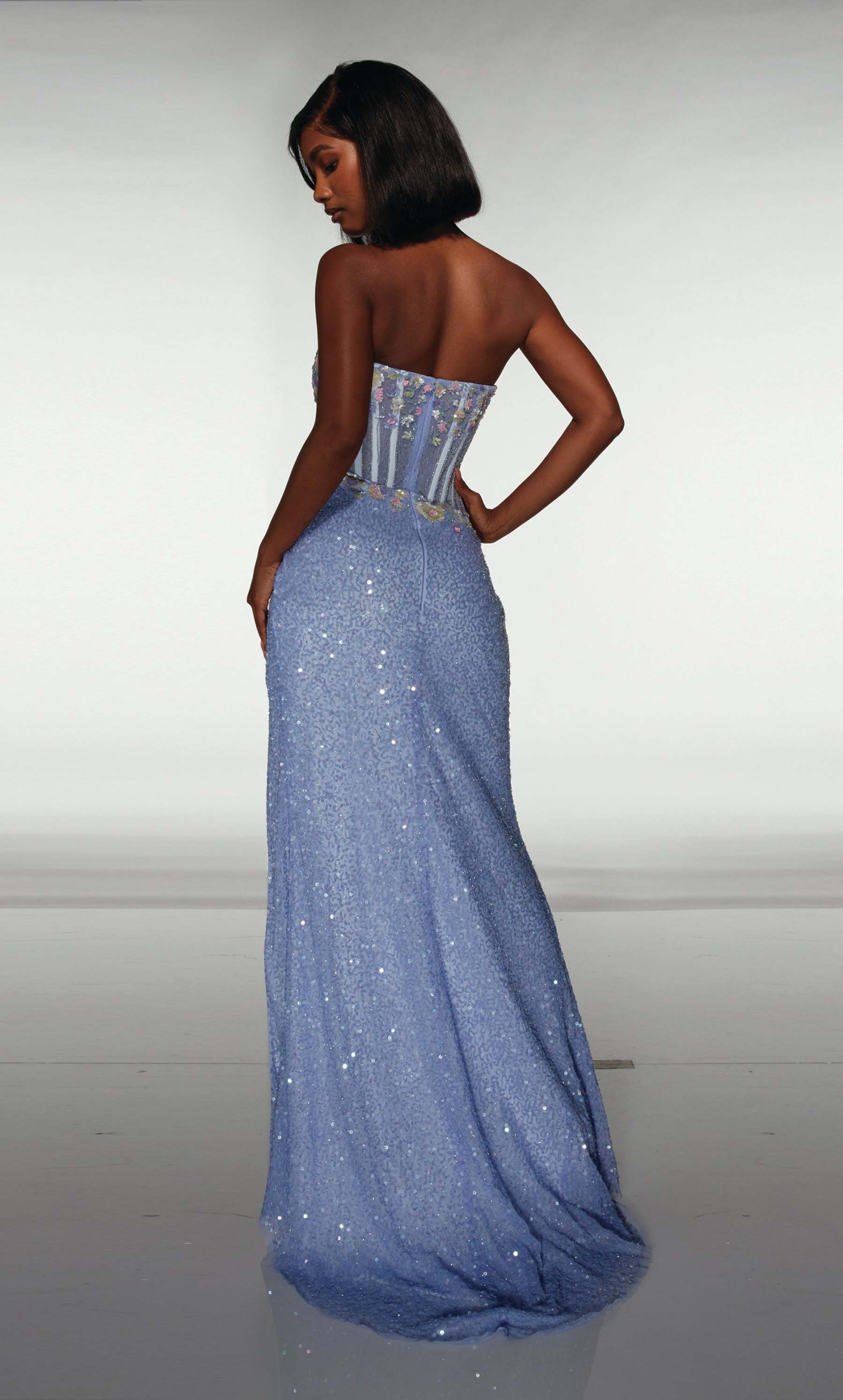 Straight Scoop Hand Beaded Ruched Corset Prom Dress #62047