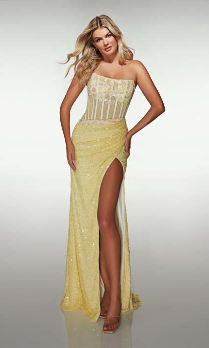 Straight Scoop Hand Beaded Ruched Corset Prom Dress #62047