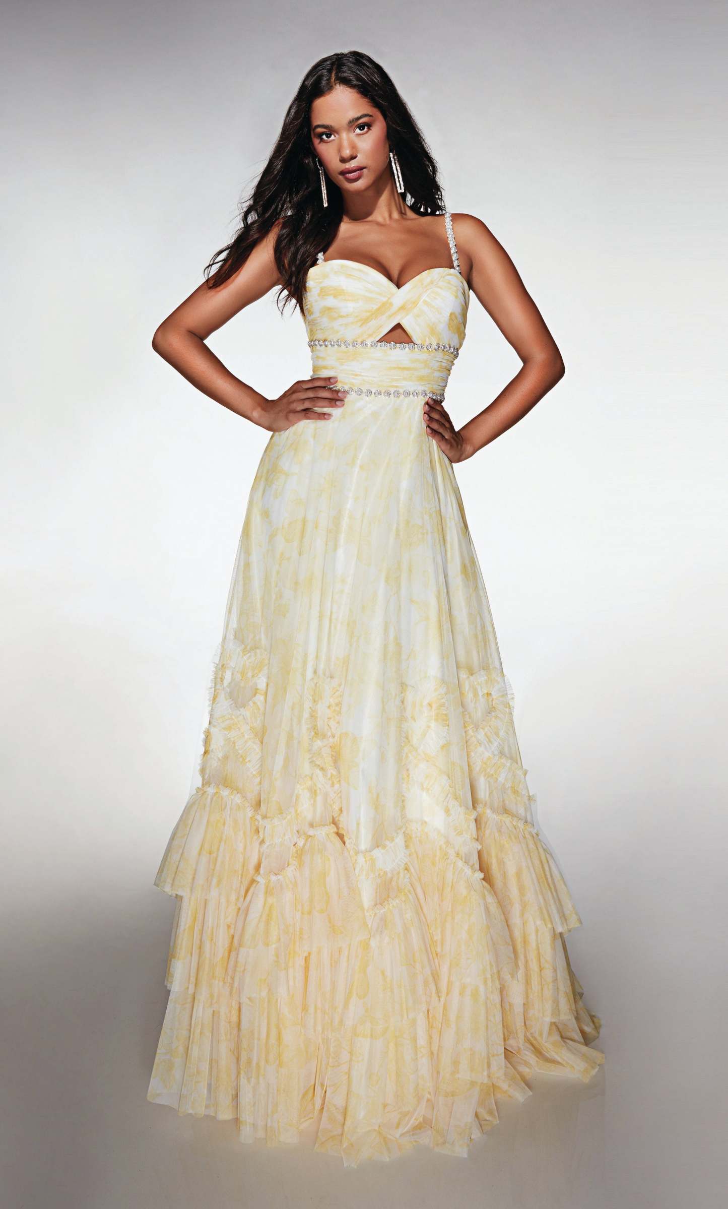 Elegant A-line Sweetheart Print Tulle Ruffles Prom Dress #62063