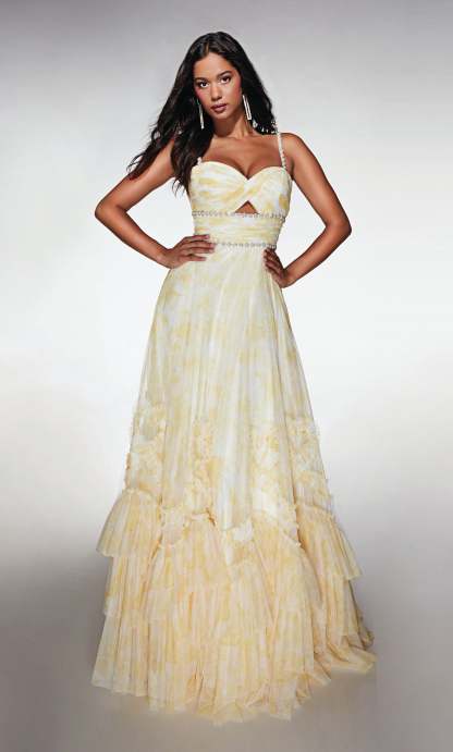 Elegant A-line Sweetheart Print Tulle Ruffles Prom Dress #62063