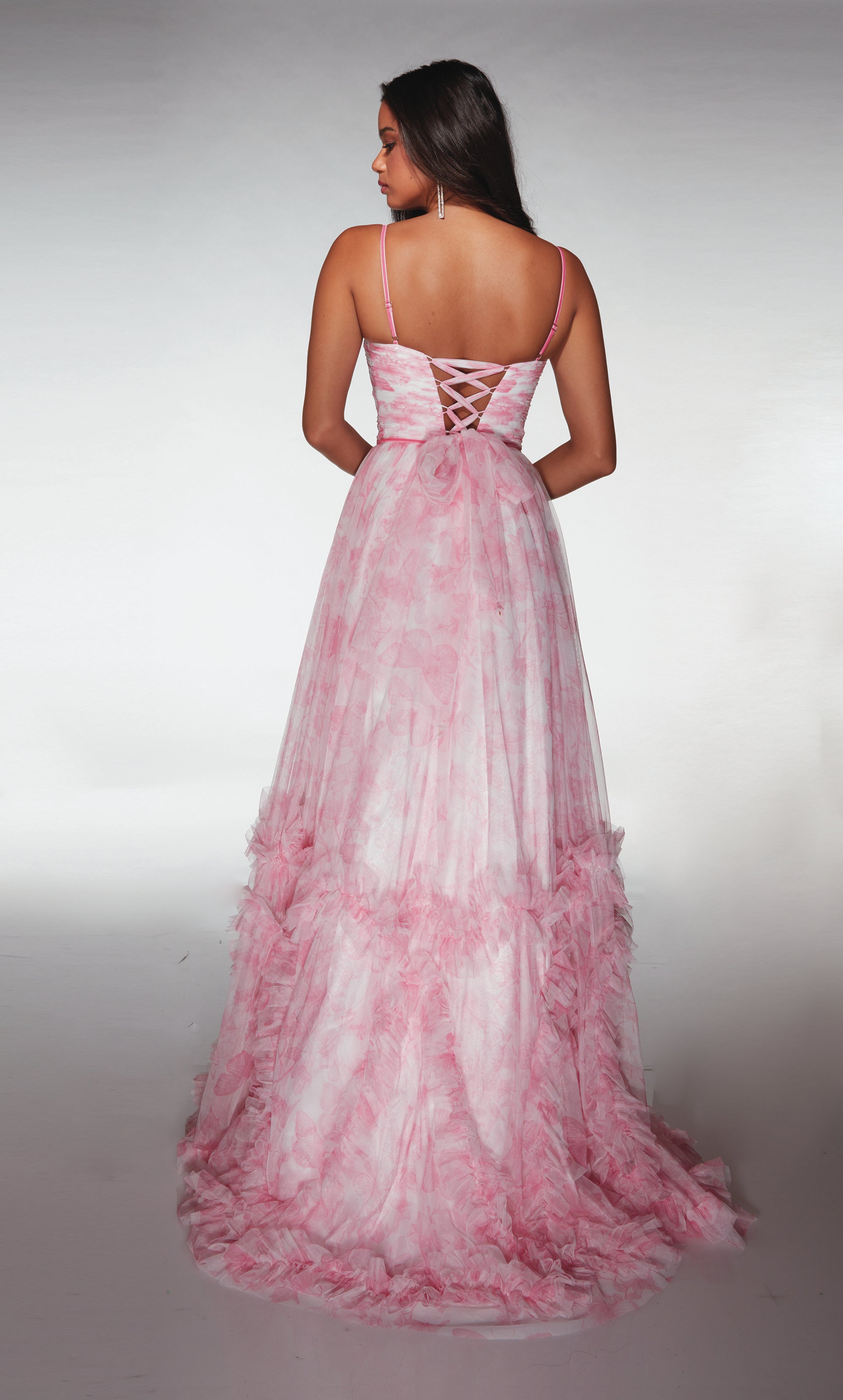 Elegant A-line Sweetheart Soft Mesh Print Ruched Prom Dress #62078