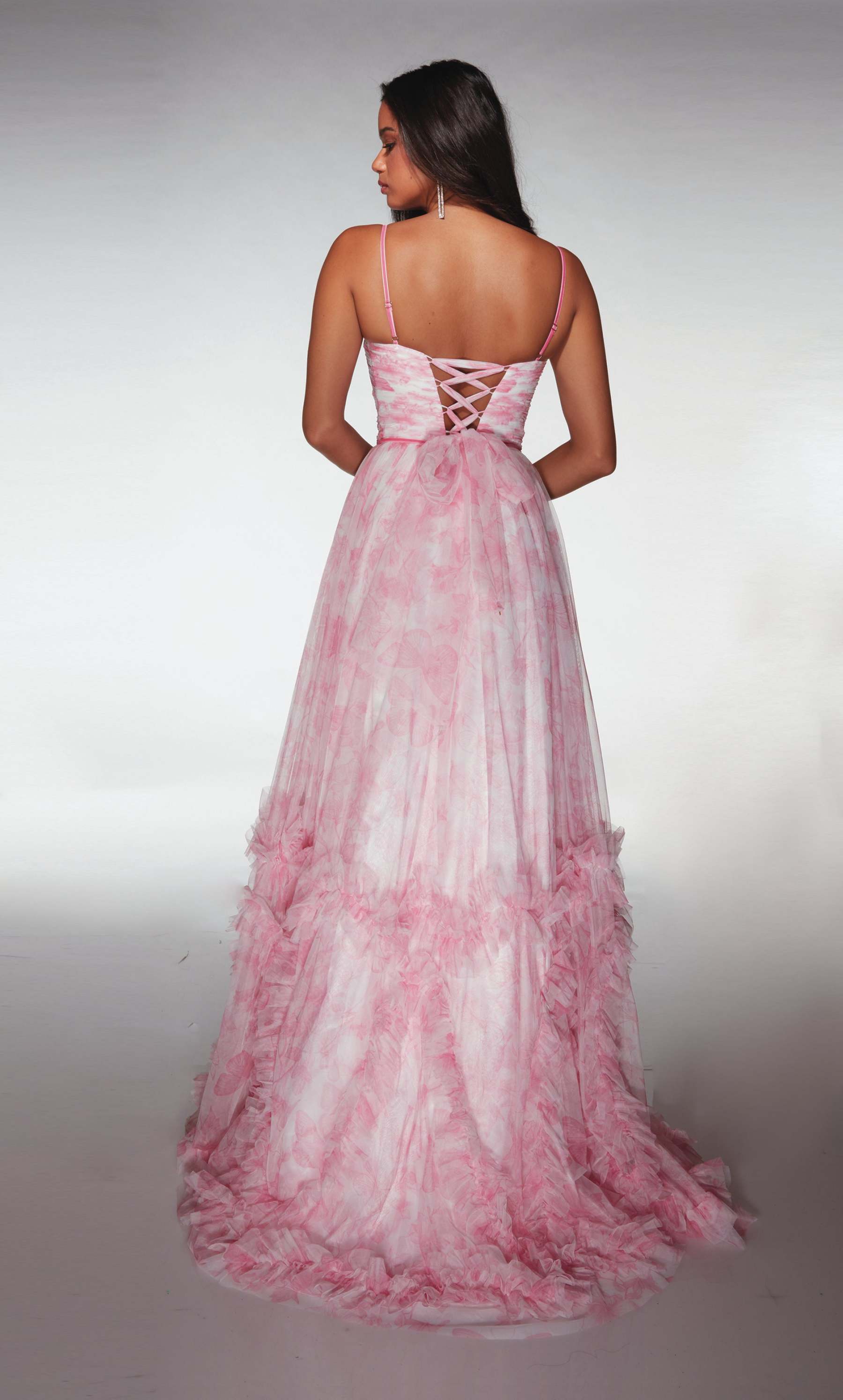 Elegant A-line Sweetheart Soft Mesh Print Ruched Prom Dress #62078
