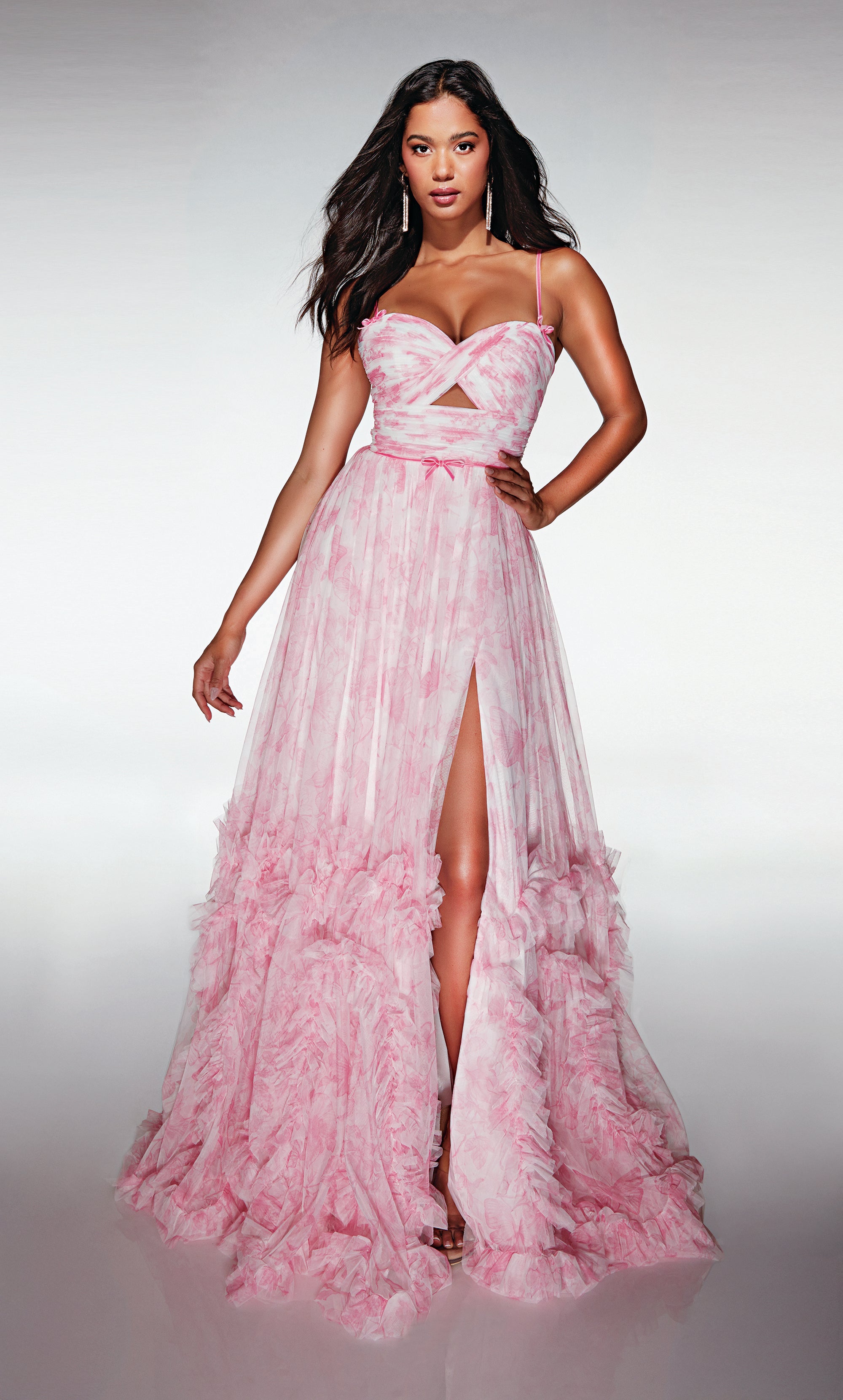 Elegant A-line Sweetheart Soft Mesh Print Ruched Prom Dress #62078