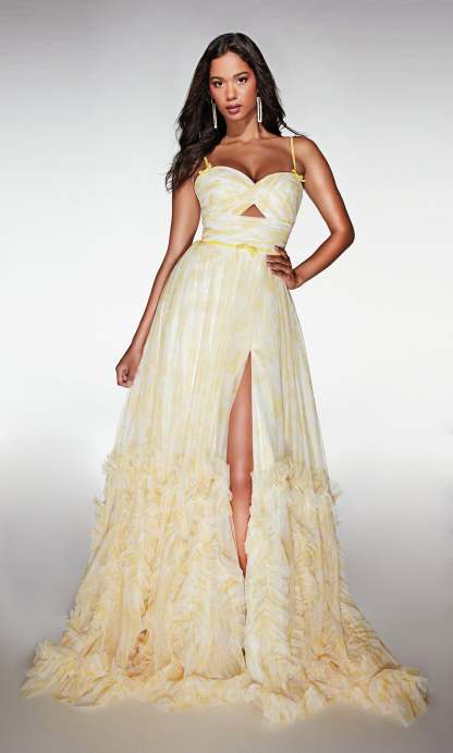 Elegant A-line Sweetheart Soft Mesh Print Ruched Prom Dress #62078