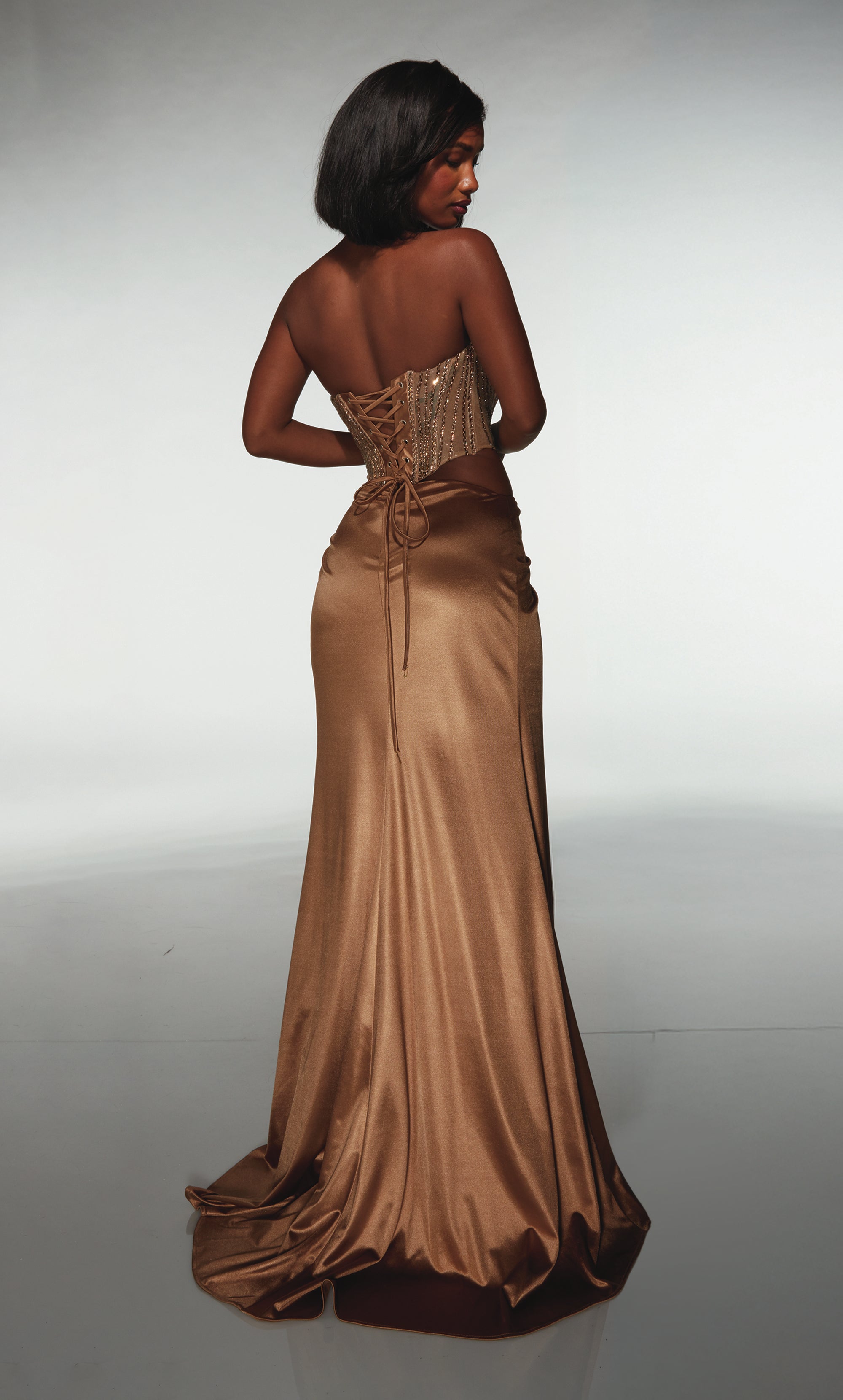 Straight Sweetheart Stretch Satin Embellished Slit Prom Dress #62087