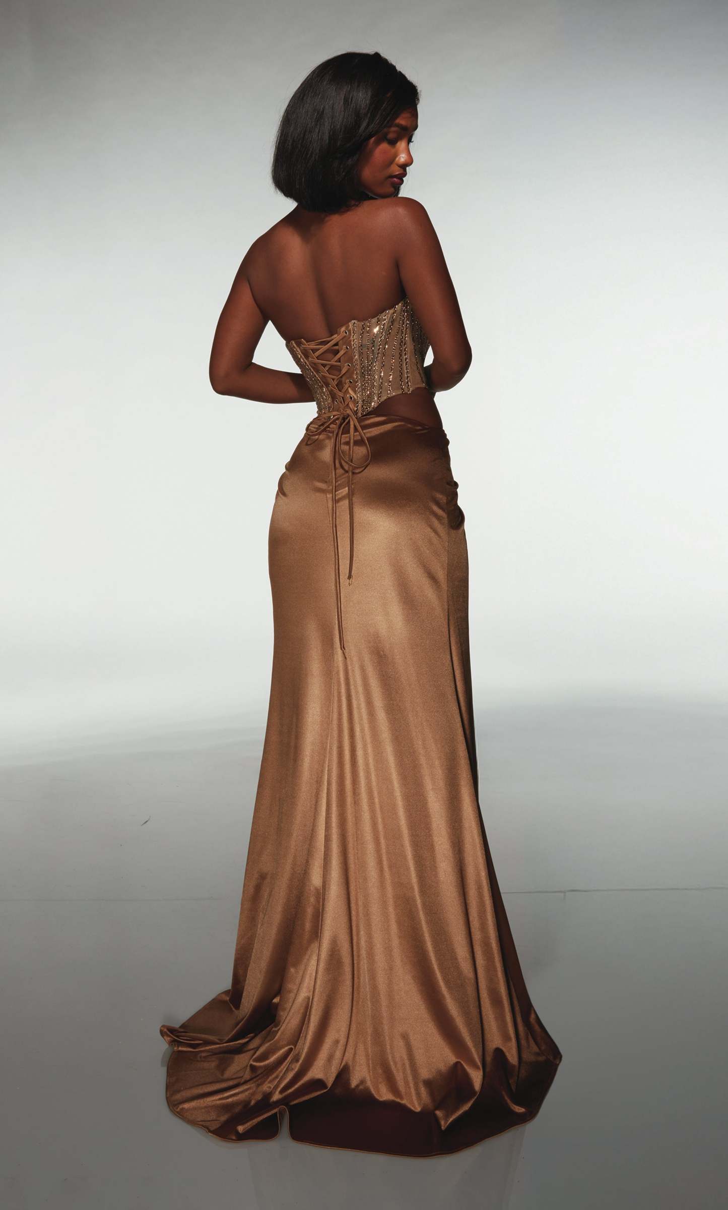 Straight Sweetheart Stretch Satin Embellished Slit Prom Dress #62087