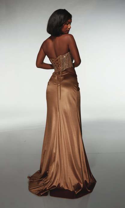 Straight Sweetheart Stretch Satin Embellished Slit Prom Dress #62087