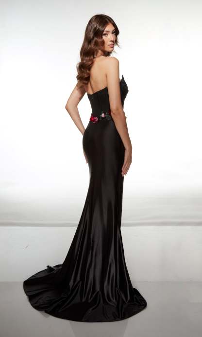 Mermaid Cat-eye Neck Stretch Satin Sleeveless Slit Prom Dress #62111