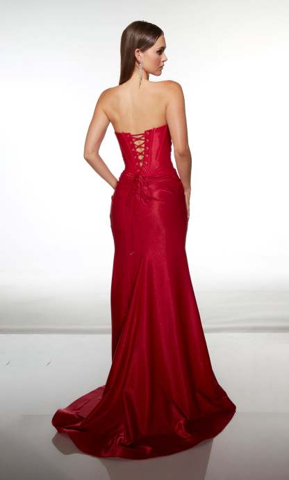 Mermaid Plunging V-neck Ruched Corset Lace-up Back Prom Dress #62128